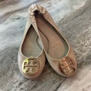 Tory Birch Cream Patent Reva Leather Ballet Flats